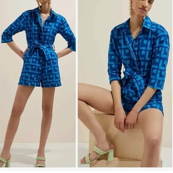 SIKA ANTHROPOLOGIE x Geometric Cotton Romper One Piece Size 8 - Picture 4 of 16